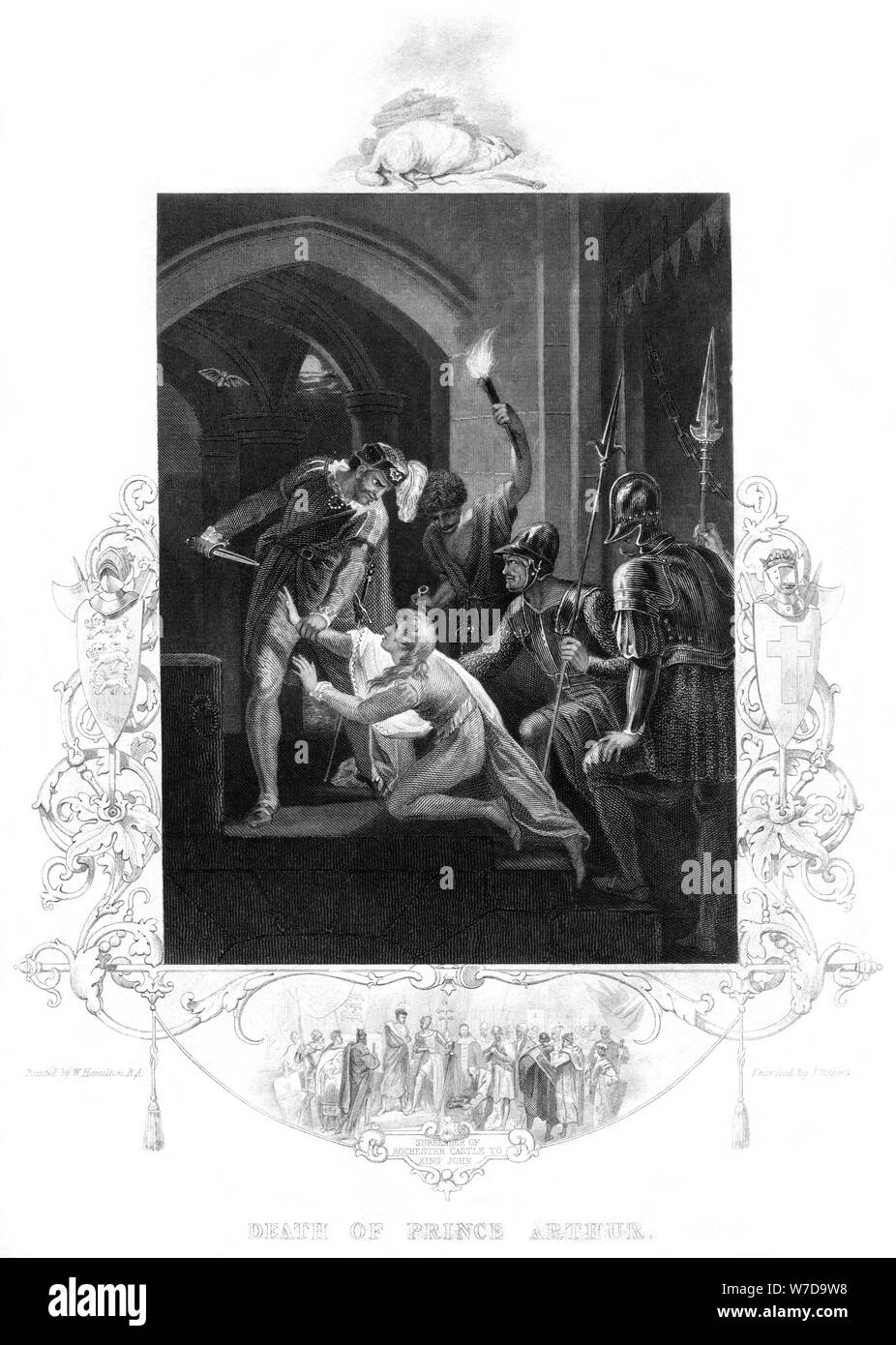 The death of Prince Arthur (1187-1203), 19th century.Artist: J Rogers Stock Photo