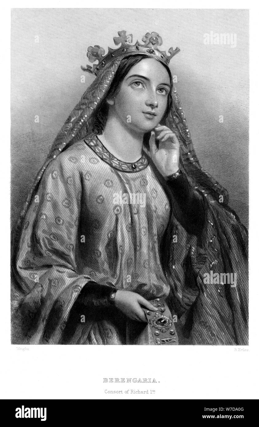 Berengaria of Navarre (c1164-1230), queen consort of King Richard I, 19th century.Artist: B Eyles Stock Photo