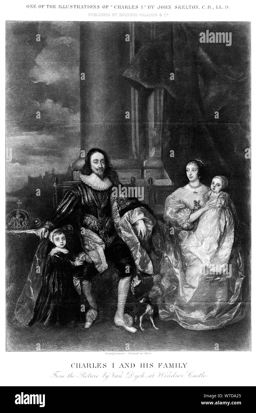 King Charles I (1600-1649) and his family.Artist: J Skelton Stock Photo