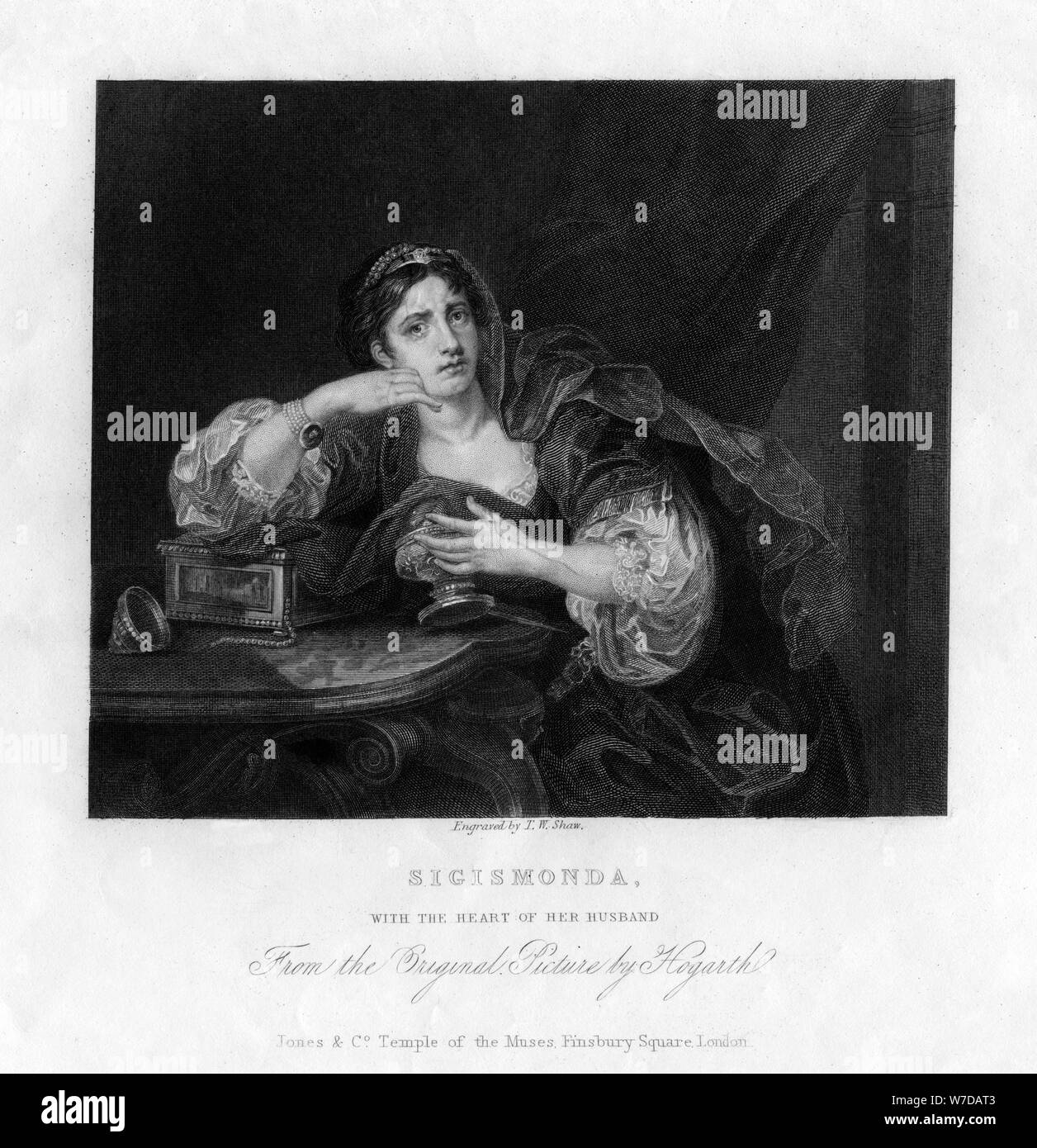 'Sigismonda, with the heart of her husband', 1833. Artist: TW Shaw Stock Photo