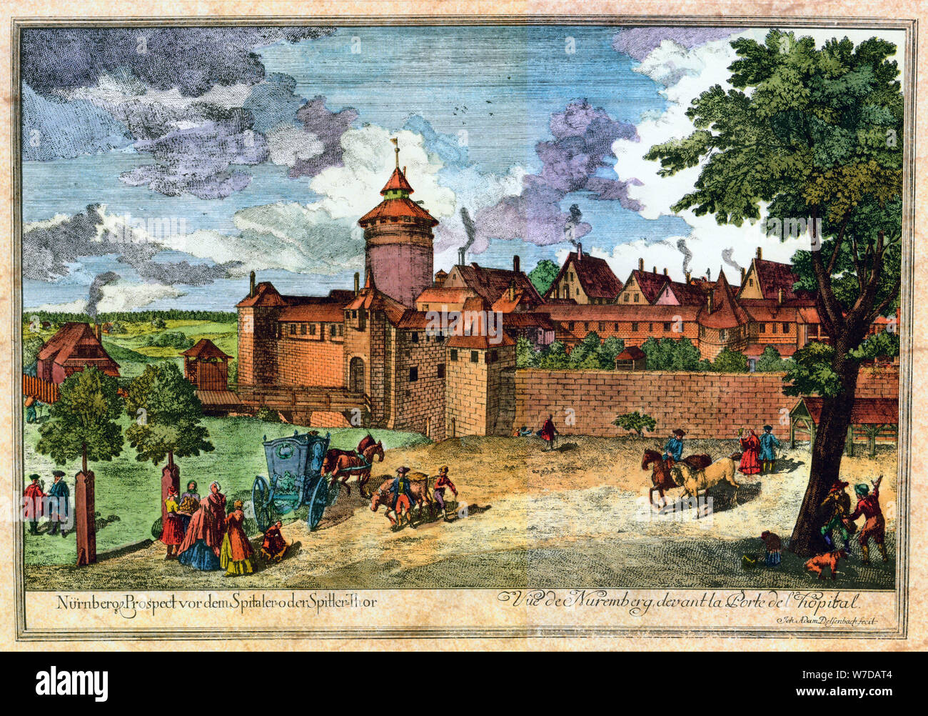 Hospital gate, Nuremberg, Germany, 17th or 18th century.Artist: John Adam Stock Photo