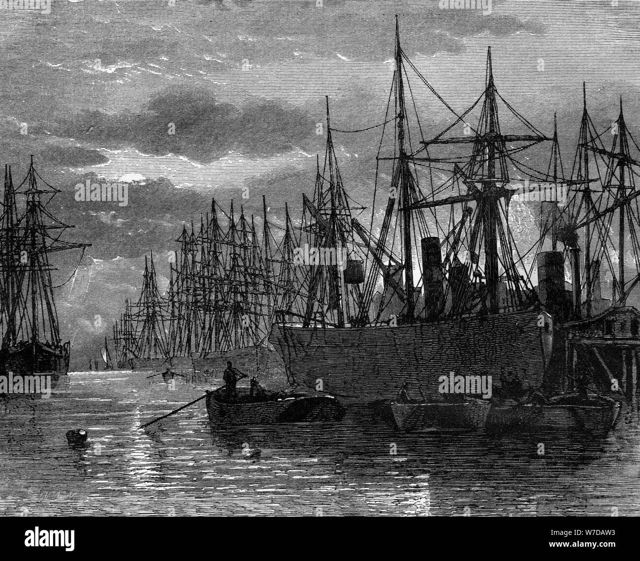 The River Thames, 19th century.Artist: W May Stock Photo