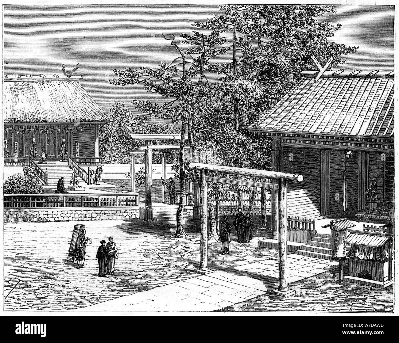 Japanese 19th century architecture Black and White Stock Photos