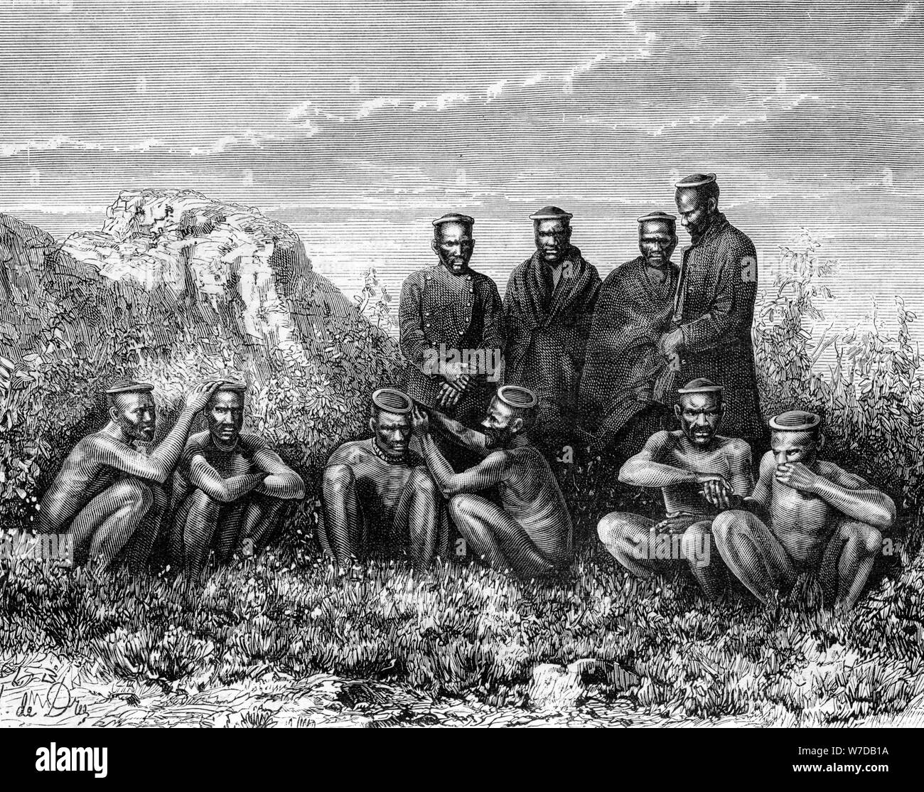 Zulus, Natal, South Africa, 19th century. Artist: St de Dree Stock Photo