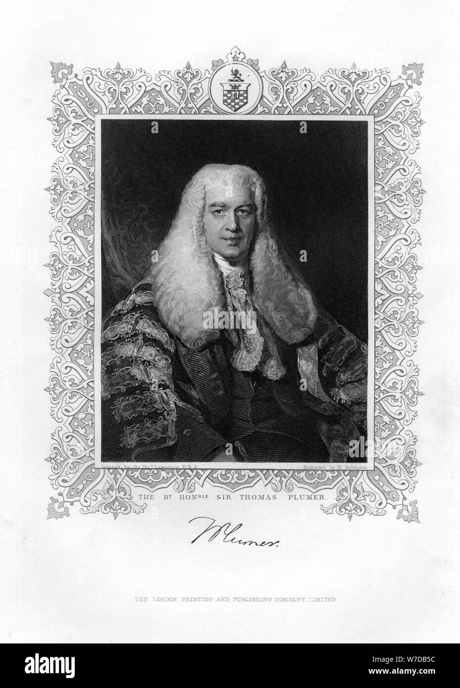 Sir Thomas Plumer (1753-1824), British judge and politician, 19th century.Artist: H Robinson Stock Photo