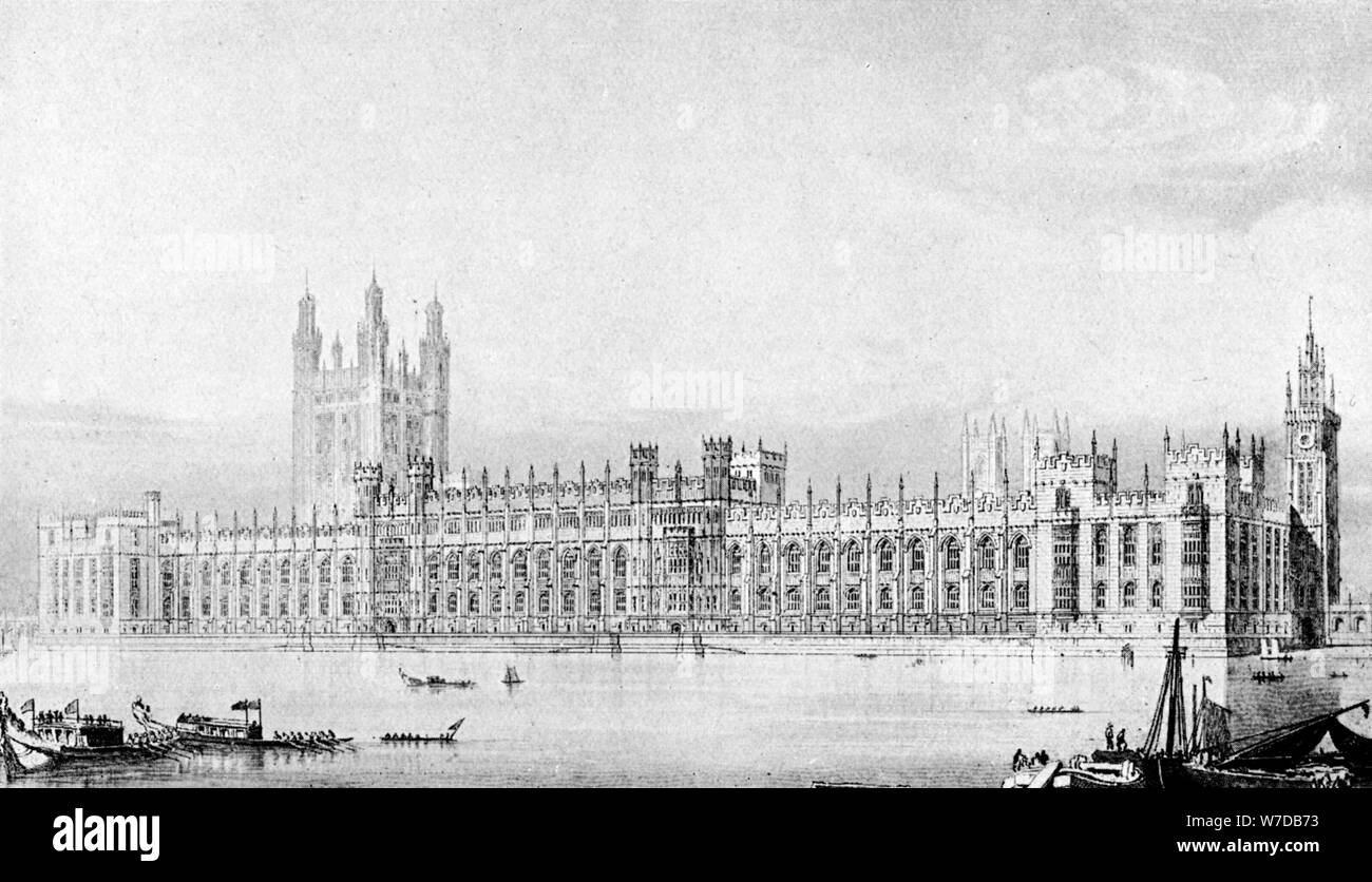 One of Barry's design for the new Houses of Parliament, 21 May 1836, (c1920).Artist: Sir Charles Barry Stock Photo