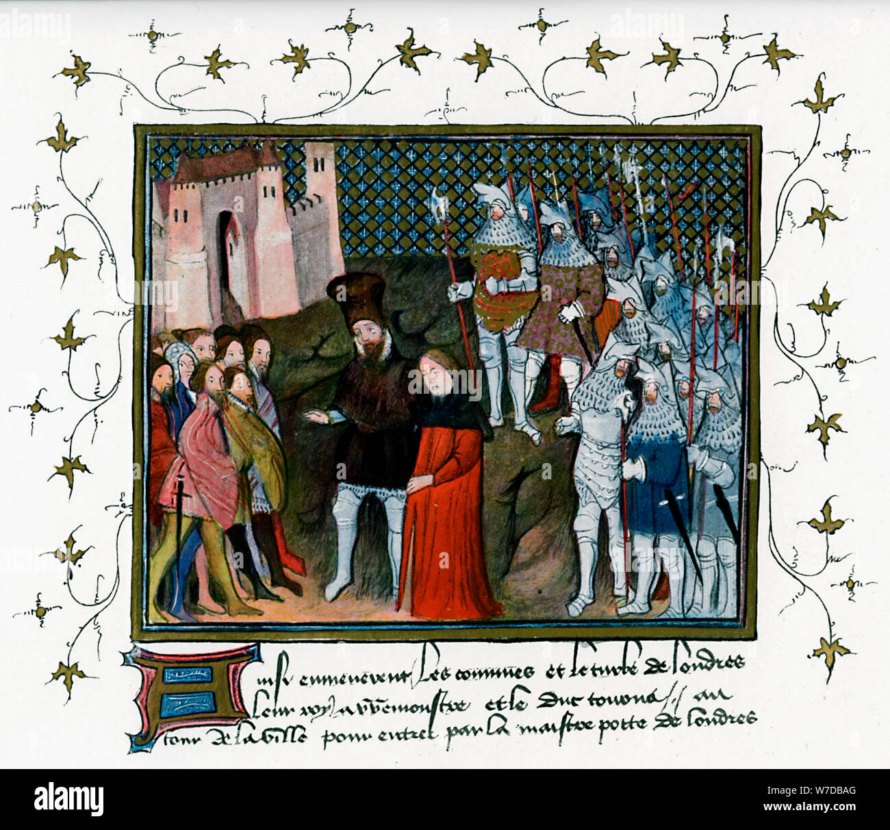 Richard II delivered by Bolingbroke to the citizens of London, 1399, (c1400-c1425). Artist: Unknown Stock Photo