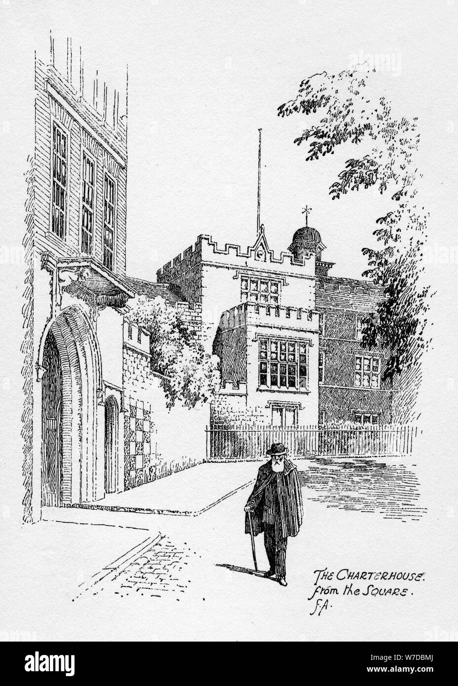 The Charterhouse from the square, London, 1912.Artist: Frederick Adcock Stock Photo