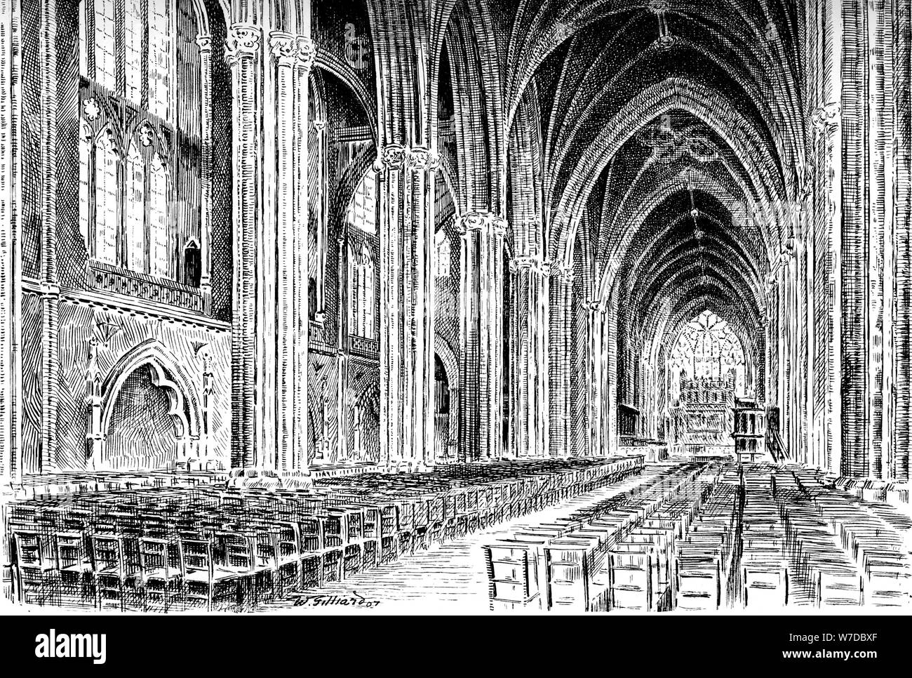 Interior of Bristol Cathedral, 1908-1909.Artist: W Gilliard Stock Photo