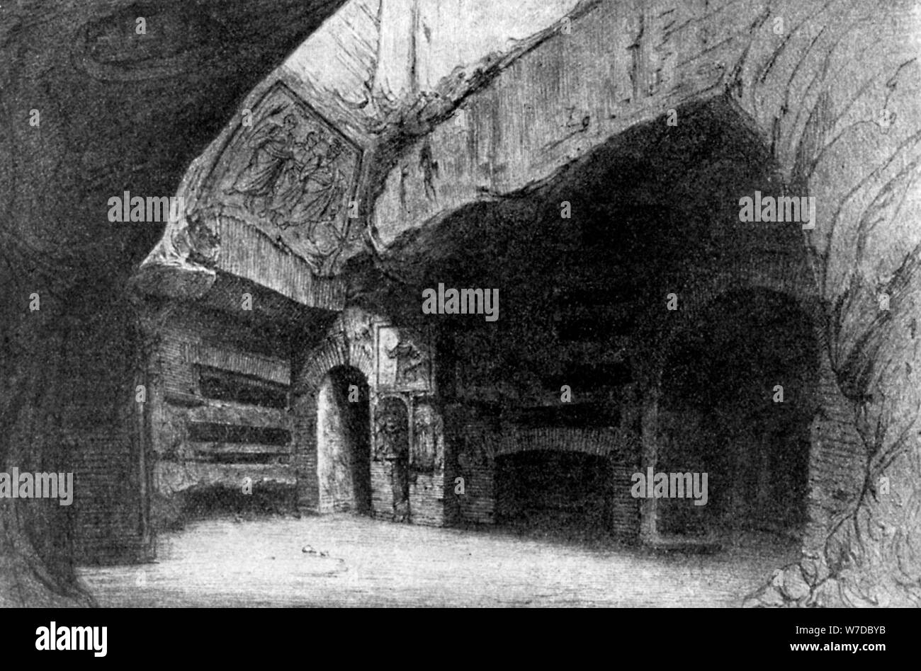 The crypt of St Cecilia, the Catacombs, Rome, Italy, 1935.Artist: Anderson Stock Photo