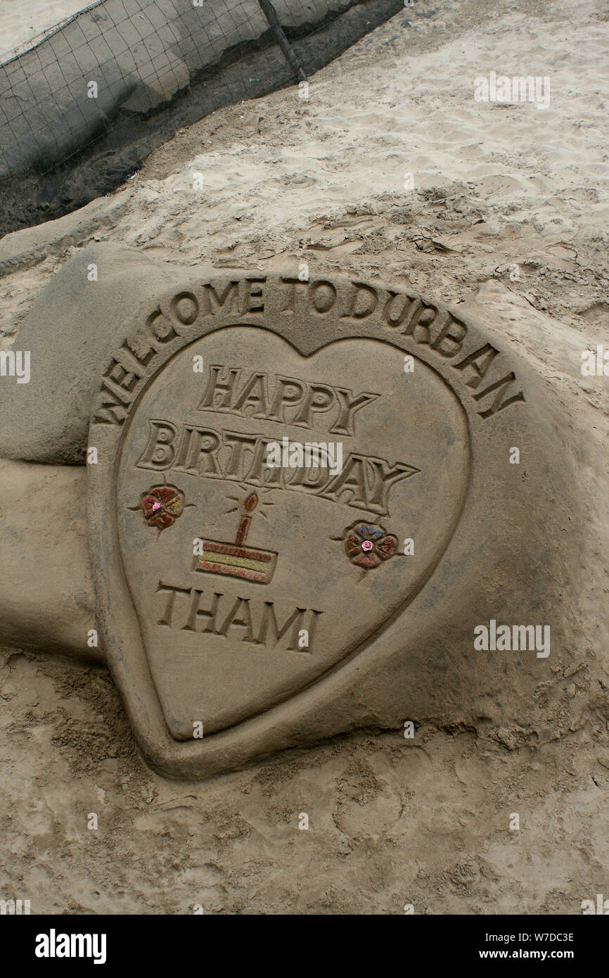Beach / Sand Art, Durban beachfront, South Africa Stock Photo Alamy