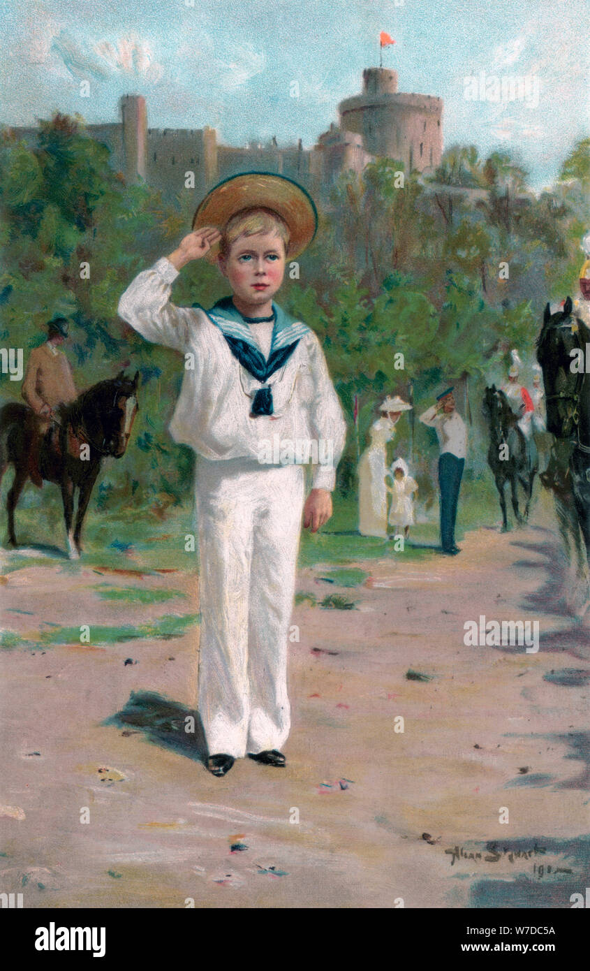 Edward, Prince of Wales, saluting the colours, 1902. Artist: Unknown Stock Photo