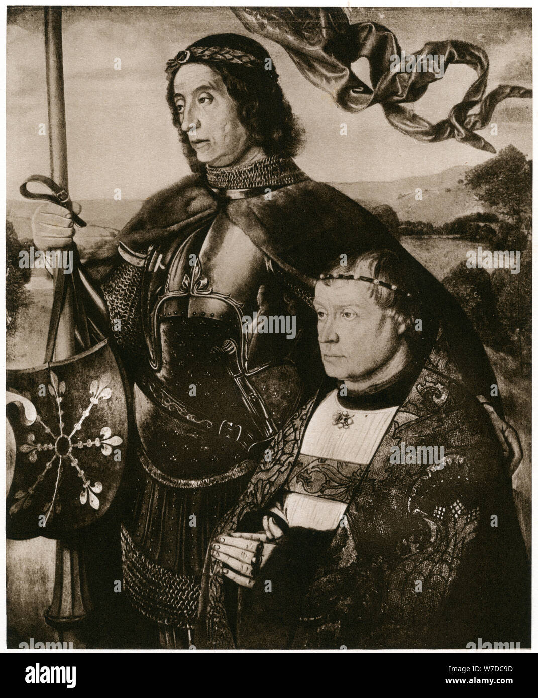Hugo van der Goes 1800s Antique Print St Victor /& Donor SIGNED Framed COA