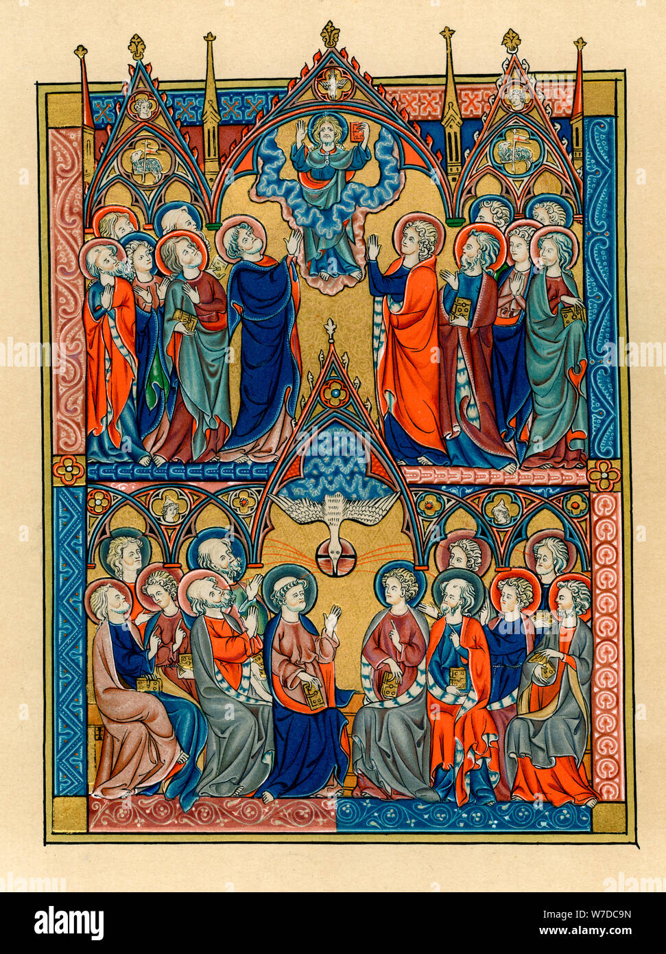 Ascension and Pentecost, 1290-1300. Artist: Unknown Stock Photo