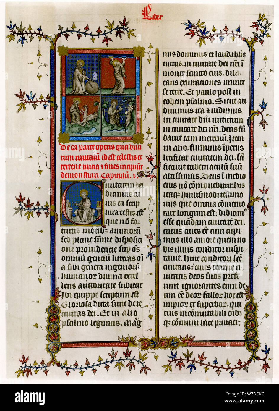 Text page with biblical scenes, late 14th century. Artist: Unknown Stock Photo