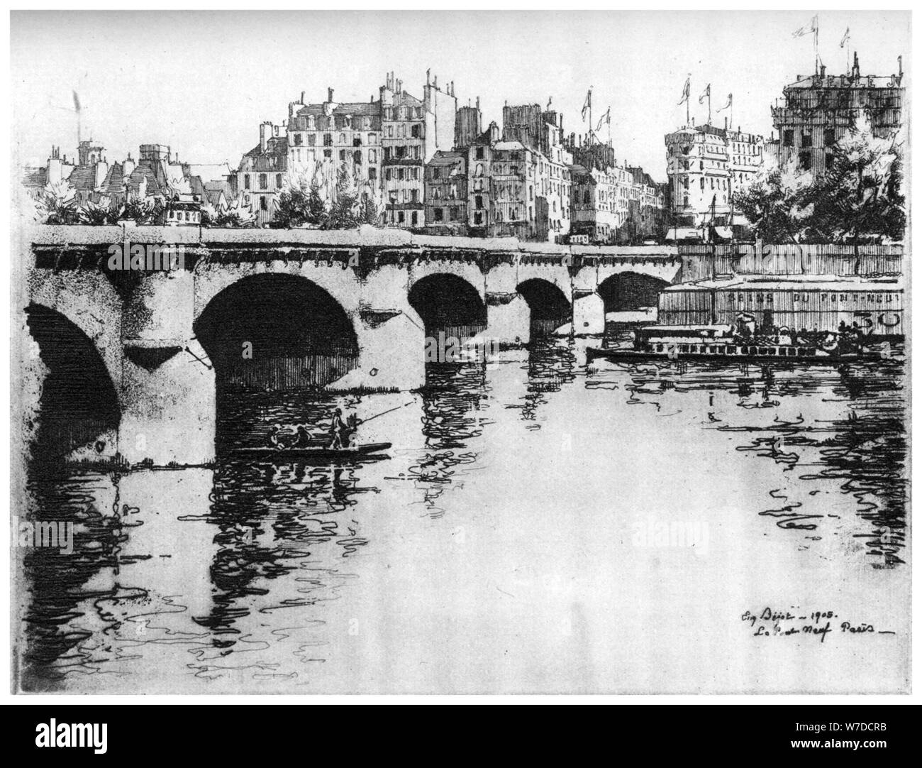 'Pont Neuf', c1870-1930 (1924). Artist: Eugene Bejot Stock Photo