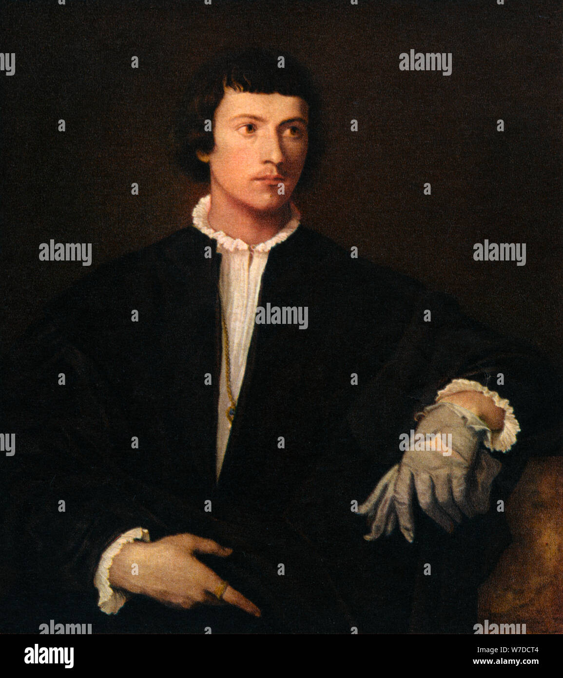 'The Man with a Glove', c1520, (1937). Artist: Titian Stock Photo