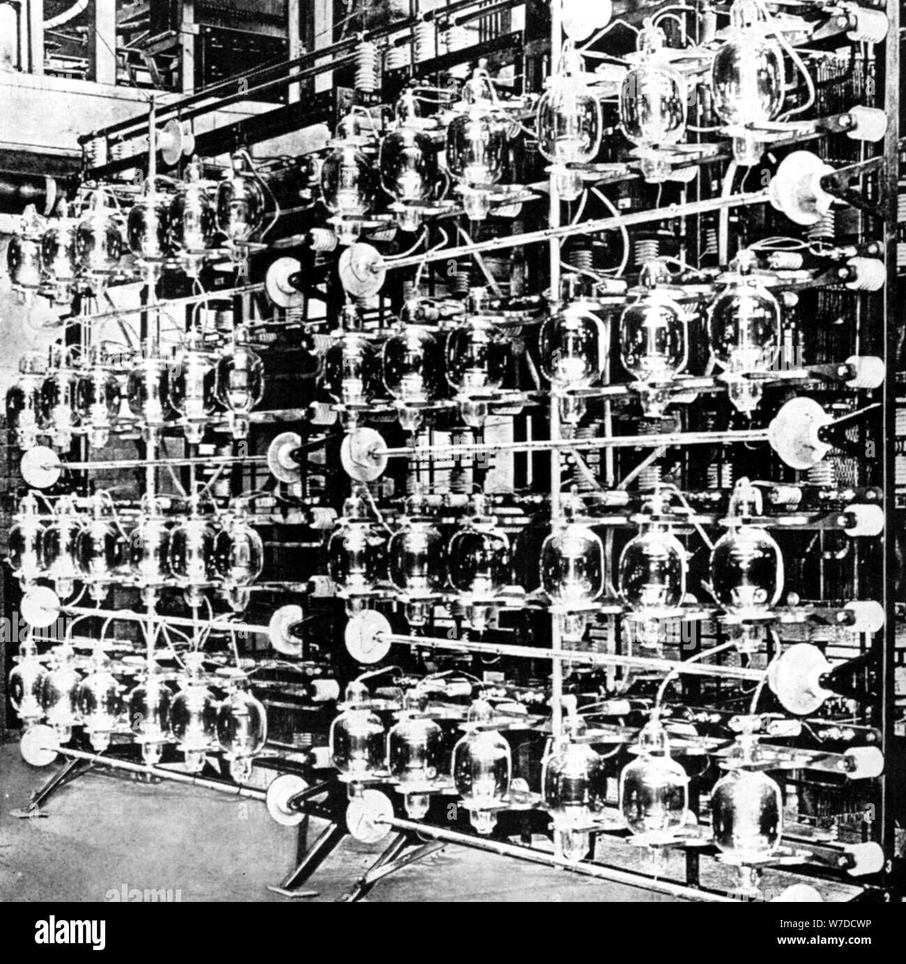 Transmitting valves at Marconi Station in Carnarvon, Gwynedd, 1926. Artist: Unknown Stock Photo