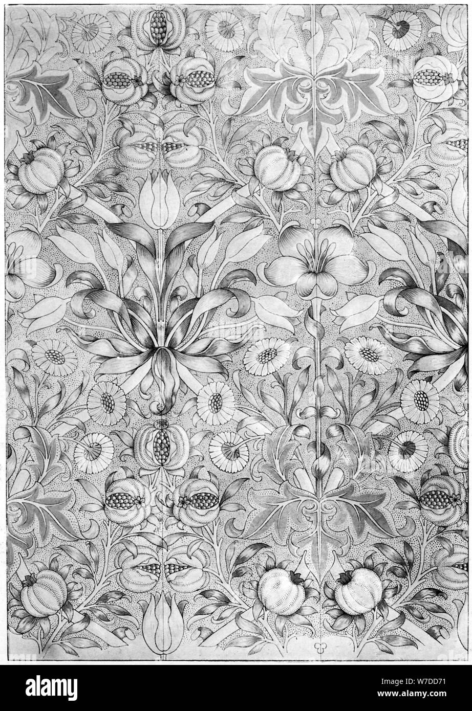 Lily and pomegranate pattern wallpaper, 1887 (1934).Artist: William Morris Stock Photo