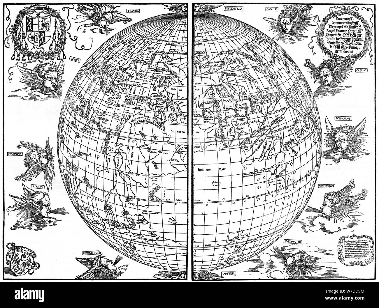 Johannes Stabius map of the world, 1515, (1936). Artist: Albrecht Dürer Stock Photo