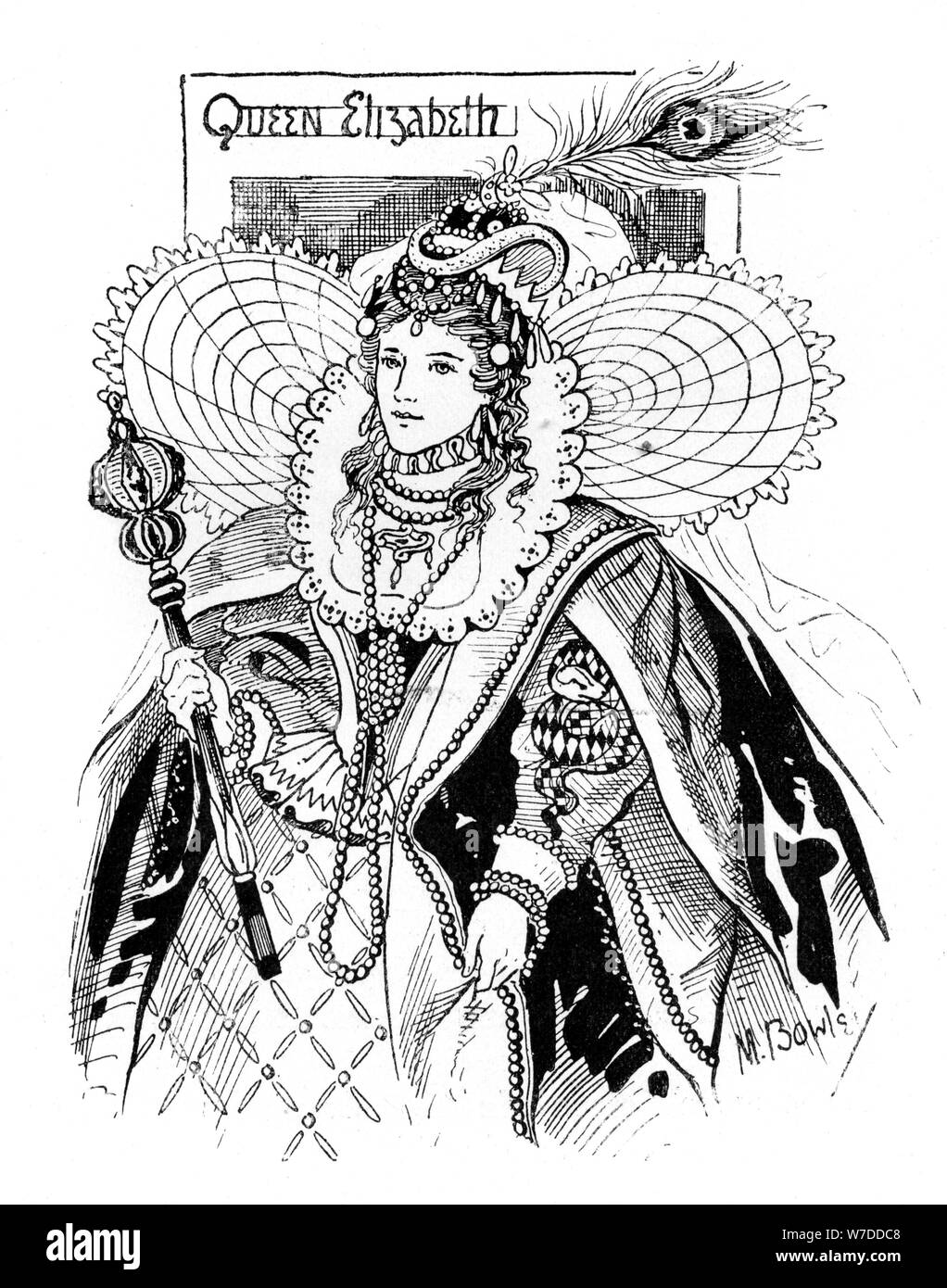 Queen Elizabeth I (1533-1603), 1897.Artist: M Bowley Stock Photo