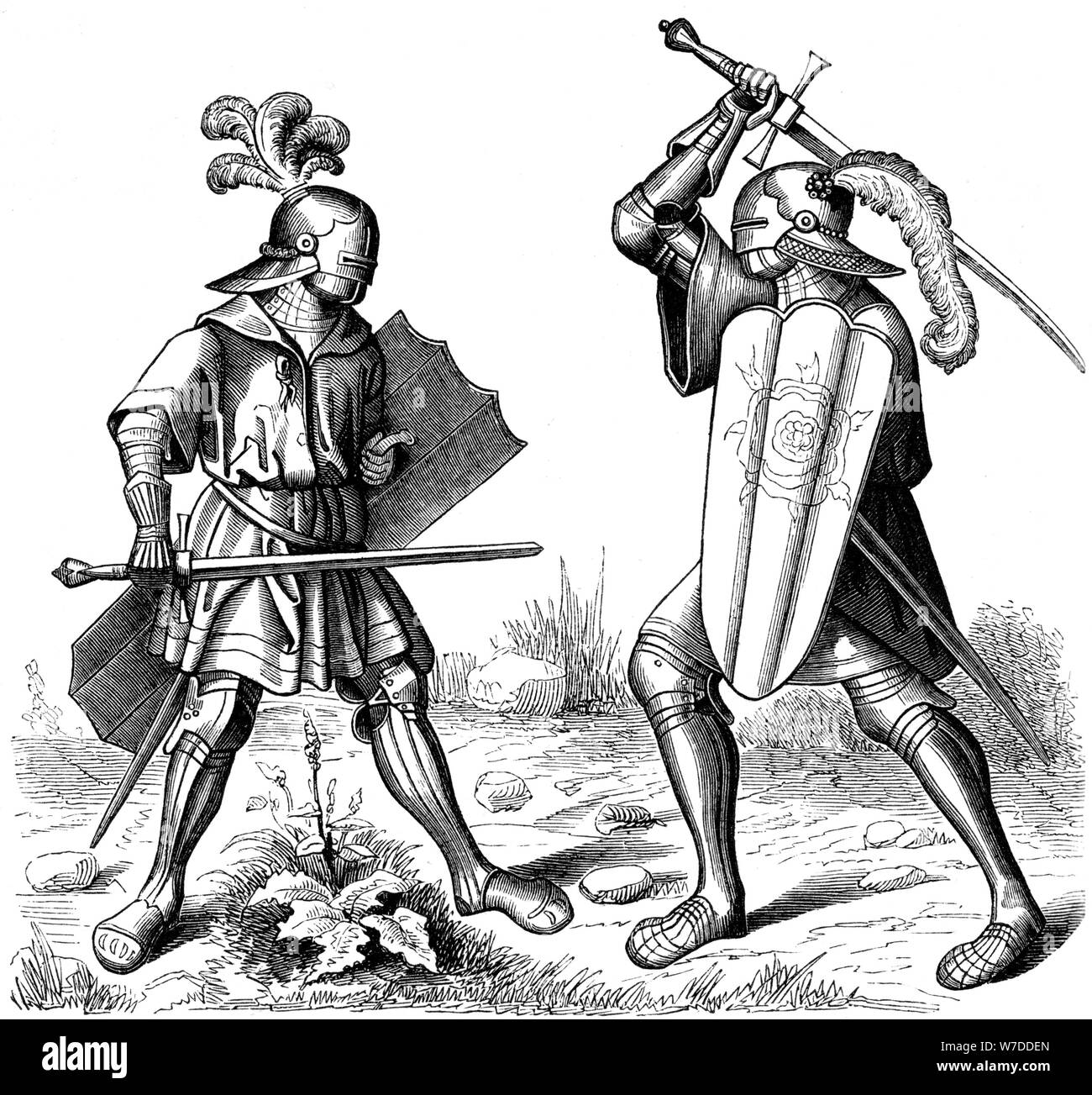 Single combat, 15th century, (1849).Artist: Burgmayer Stock Photo
