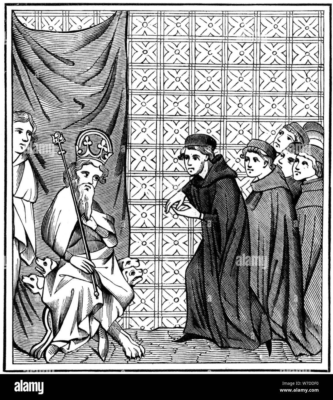 Fellows of the University of Paris haranguing the Emperor Charles IV (1316-1378) in 1377 (1849). Artist: Unknown Stock Photo