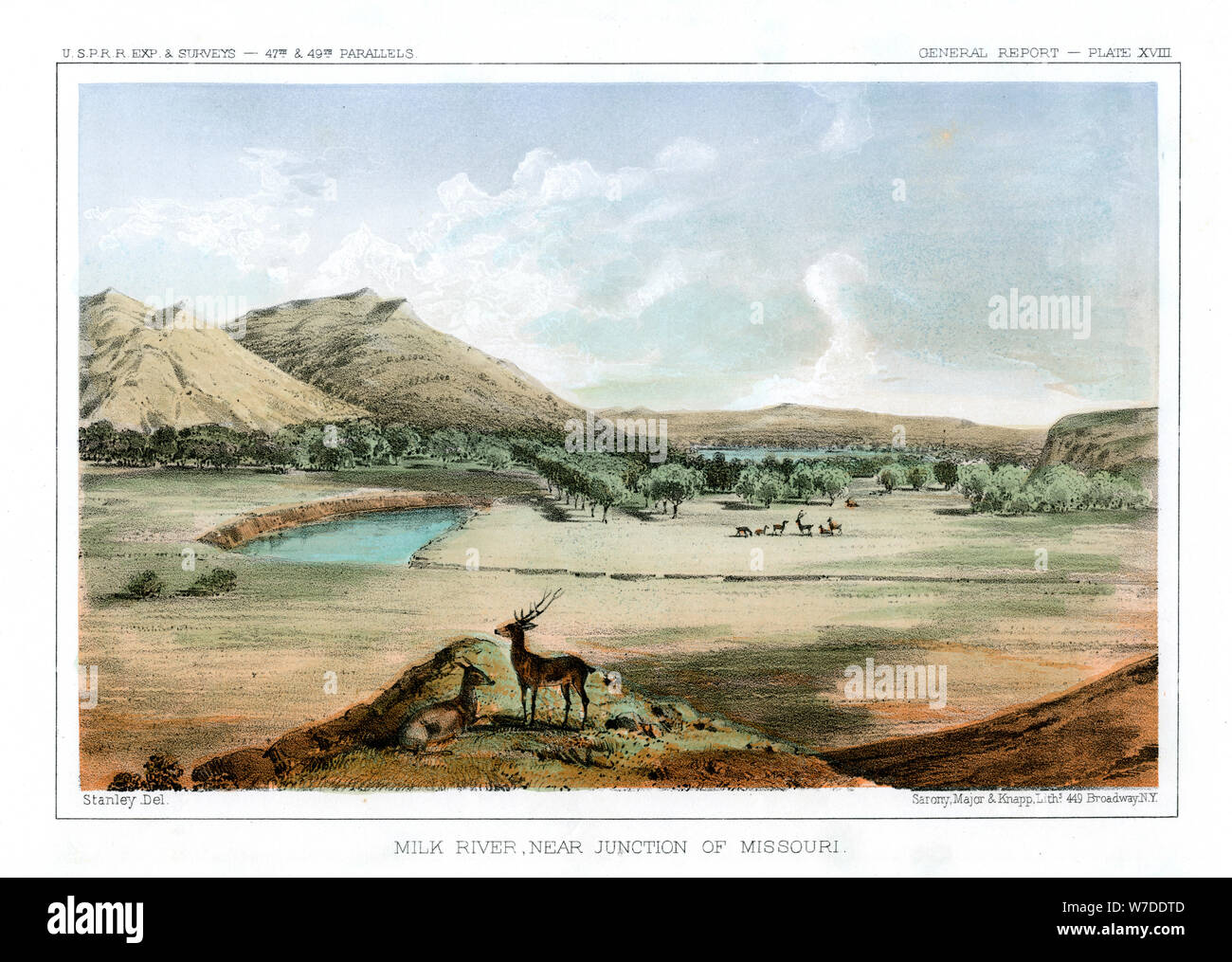 'Milk River, Near Junction of Missouri', 1856.Artist: John Mix Stanley Stock Photo