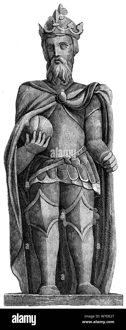 Statue of Charlemagne (712-814), St Julien le Pauvre, Paris, 11th-12th century (1849). Artist: Unknown Stock Photo