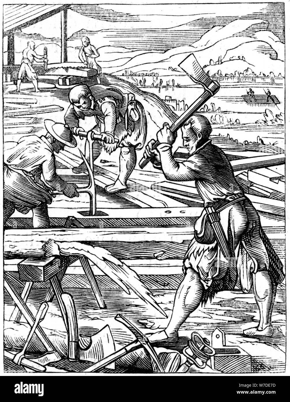 Carpenters, 16th century (1849). Artist: Jost Amman Stock Photo