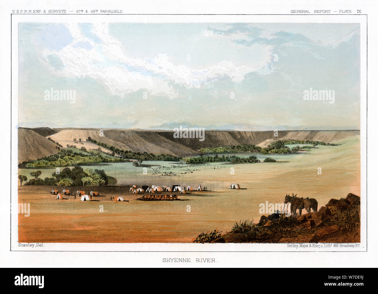 Cheyenne River, USA, 1856.Artist: John Mix Stanley Stock Photo