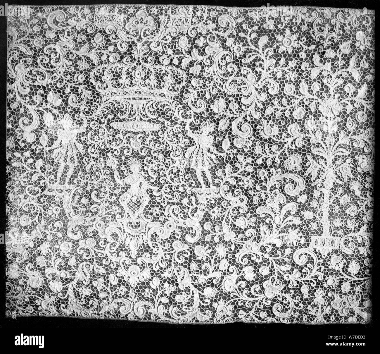 Raised Venetian or rose point lace, 17th century, (1901). Artist: Bemrose Stock Photo