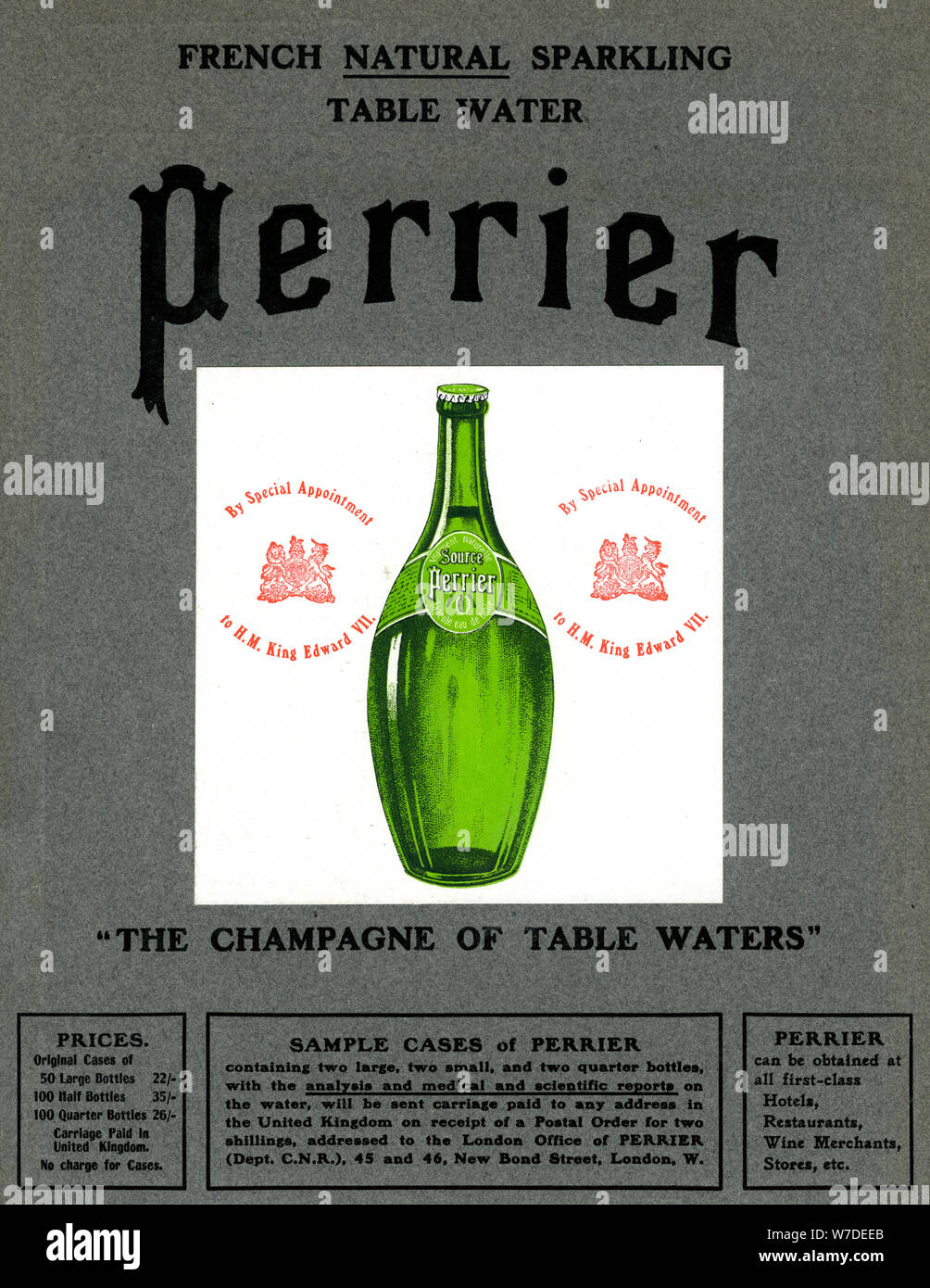 Advertisement for Perrier water, 1905. Artist: Unknown Stock Photo