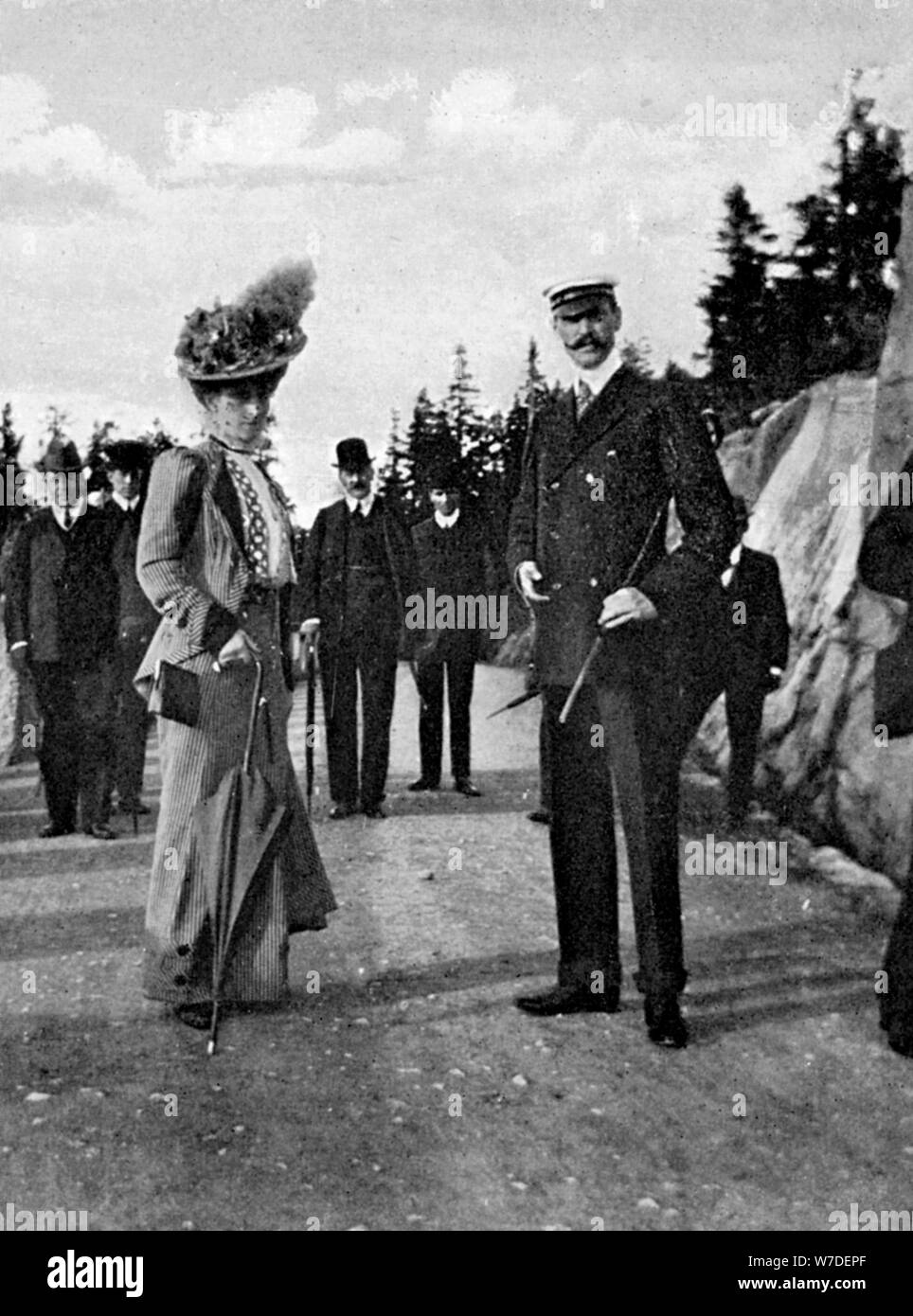 King Haakon VII of Norway (1872-1957) with his wife Queen Maud (869-1938), 1908.Artist: Queen Alexandra Stock Photo