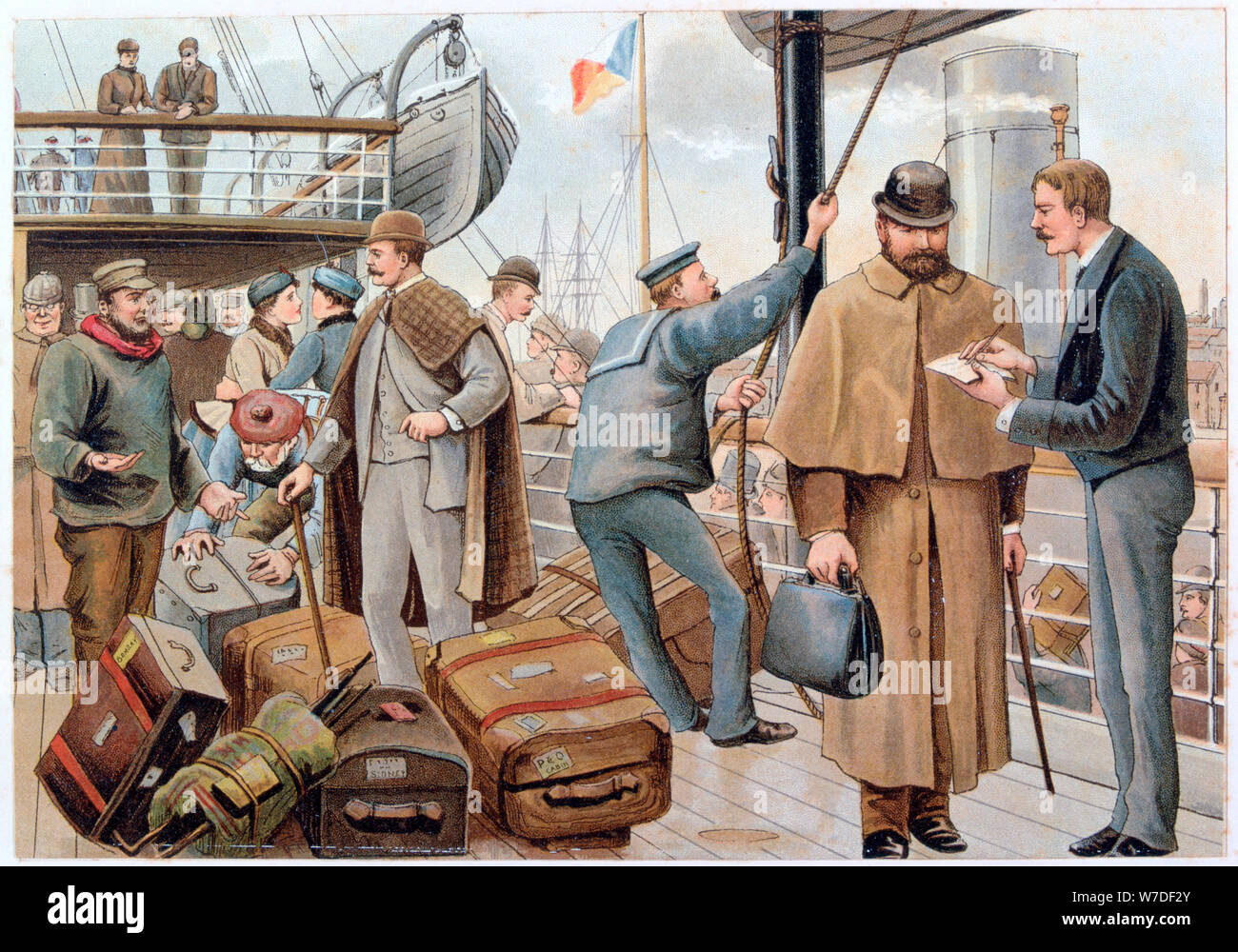 Passengers joining a P&O liner in the Thames, c1890.  Artist: P&O Pencillings Stock Photo