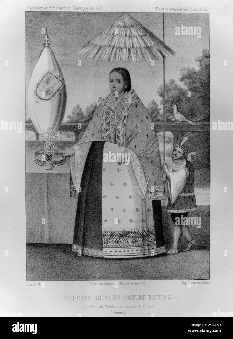 Inca princess, national costume, 1852. Artist: Jacques Francois Gauderique Llanta Stock Photo