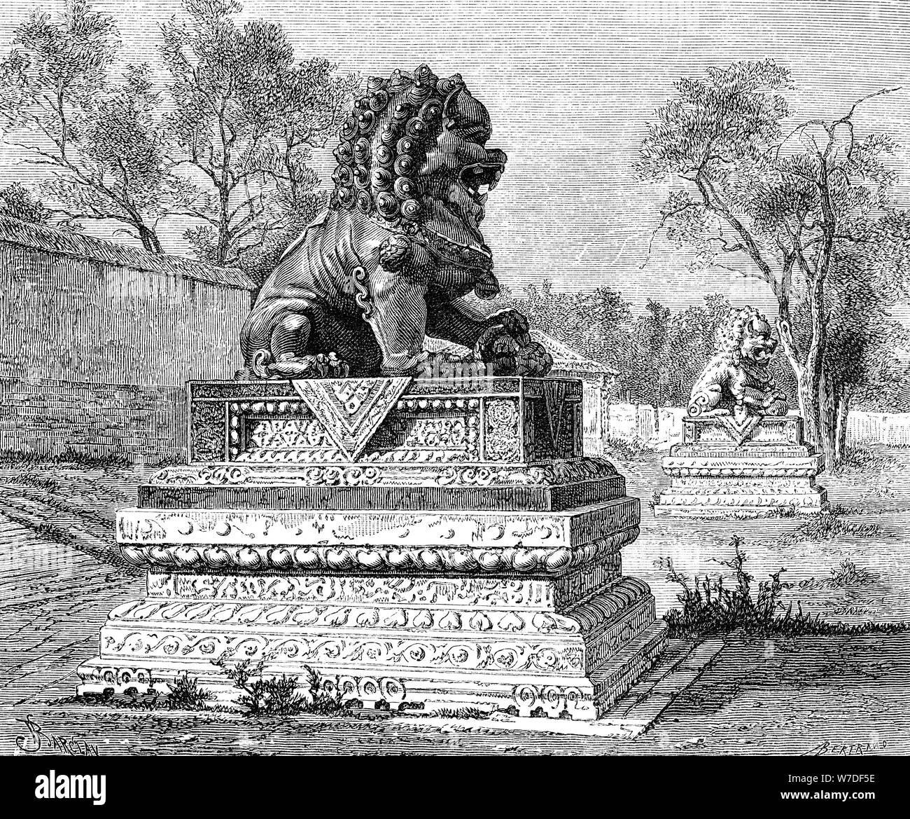 'Summer Palace, Bronze Lion, Emblem of the Imperial Power', c1890. Artist: Unknown Stock Photo