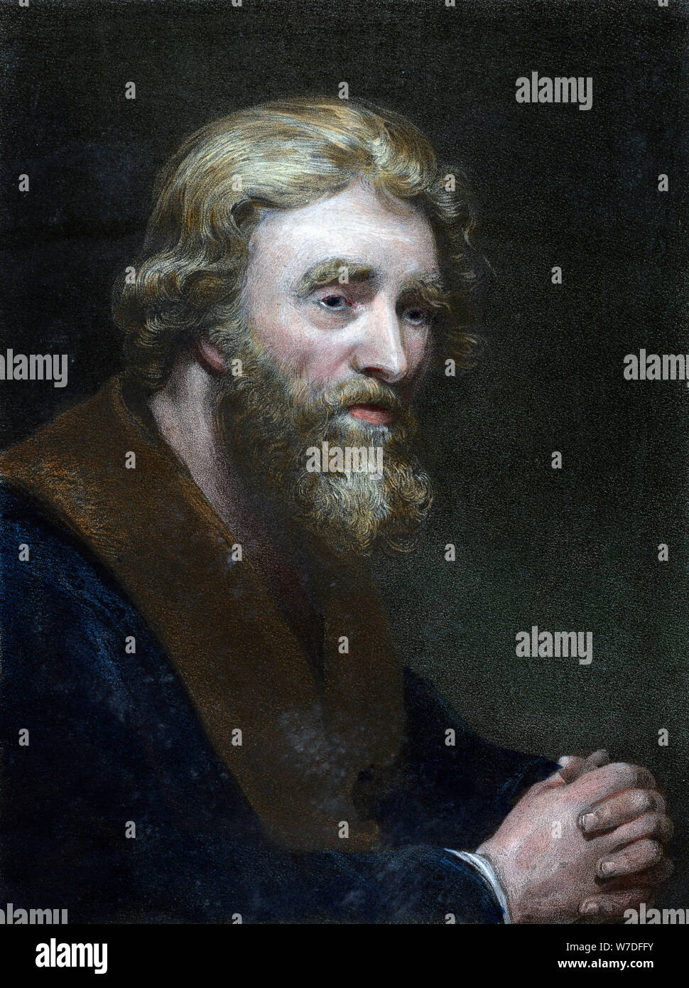 Portrait of a bearded man, 19th century.Artist: Richard James Lane Stock Photo