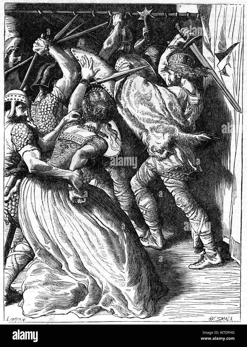 The Murder of Cenulph (d821), King of Mercia, 19th century.Artist: W Small Stock Photo