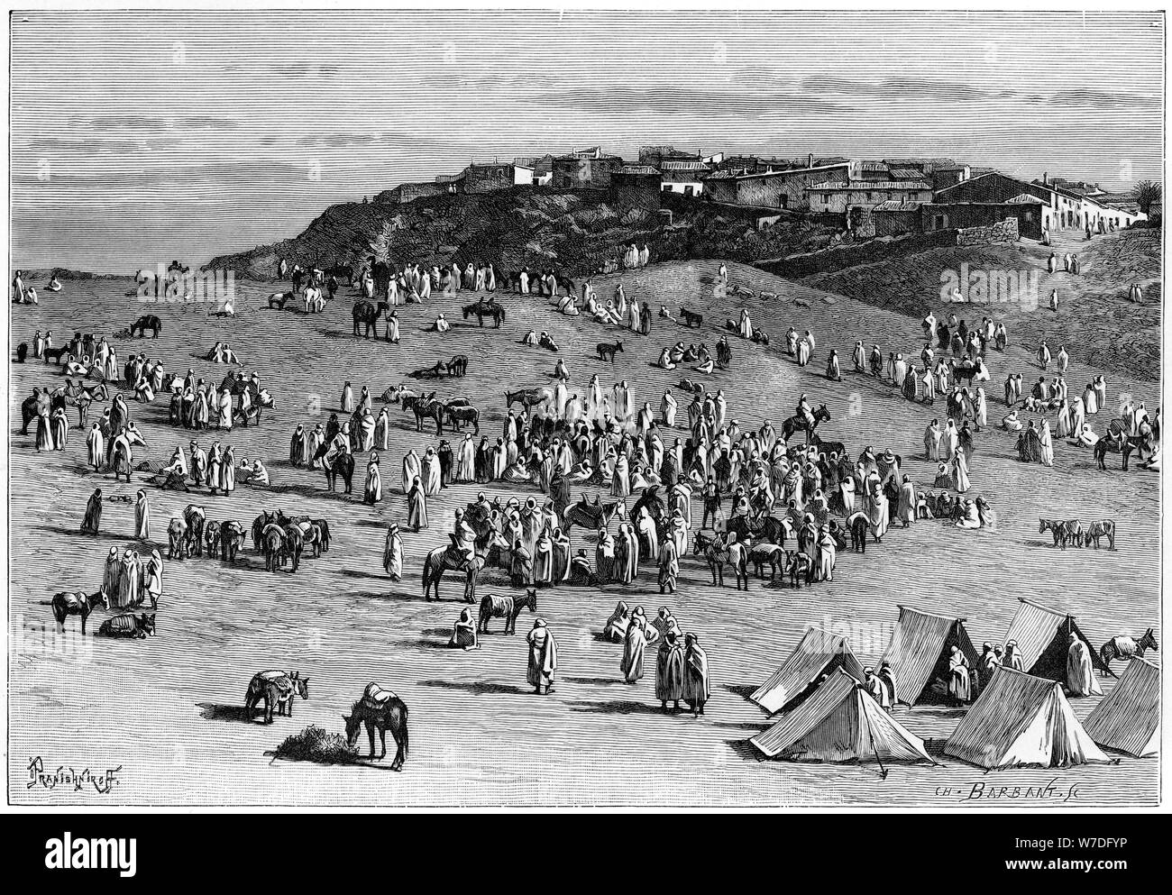 'Boghari village and market', c1890. Artist: Charles Barbant Stock Photo