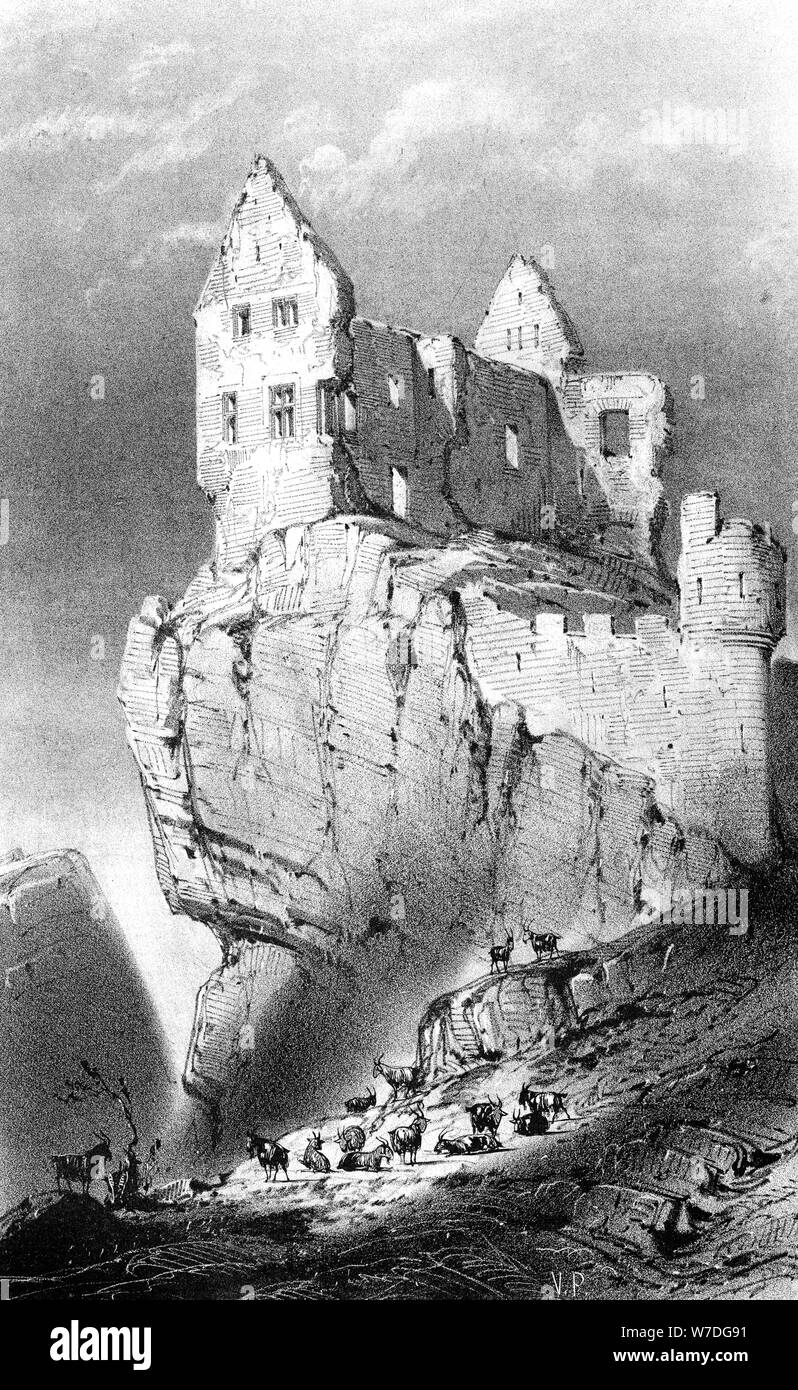 The Chateau de Crussol, Saint-Peray, France, 19th century.Artist: Godard Q des Augustins Stock Photo