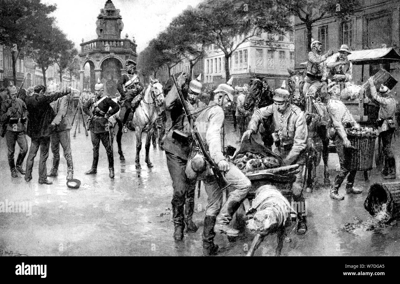 German troops occupying the city of Liege in Belgium, First World War, 1914. Artist: Unknown Stock Photo