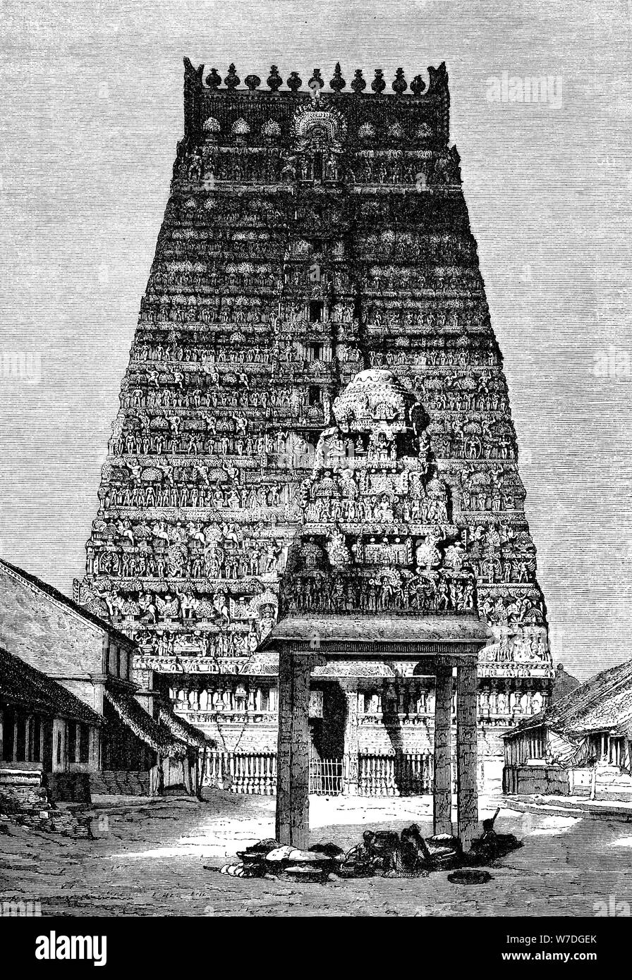The chief gopura of the temple at Kumbakonam, India, 1895. Artist