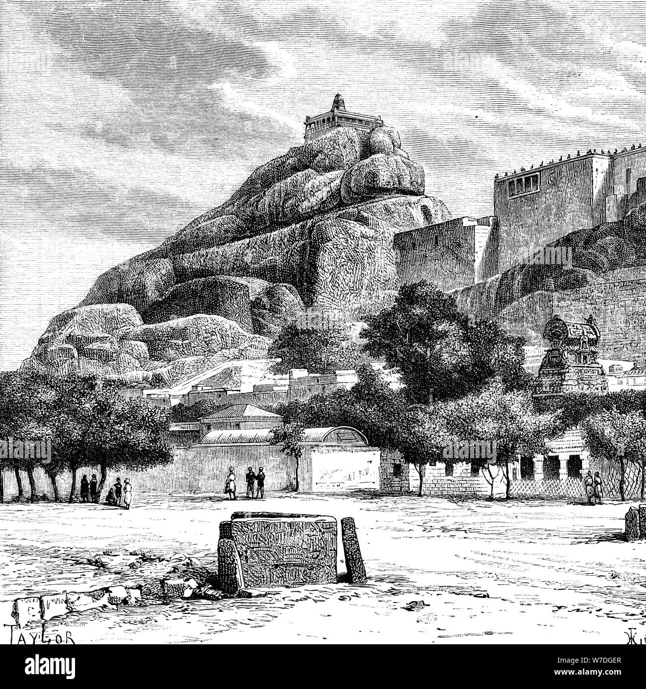 The Rock Fort Temple of Tiruchirapalli, India, 1895.Artist: Taylor Stock Photo