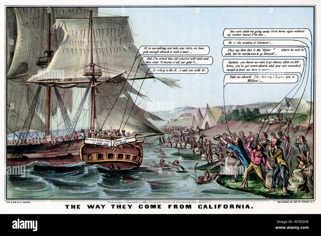 'The Way They Come From California', 1849 (1937).Artist: Nathaniel Currier Stock Photo