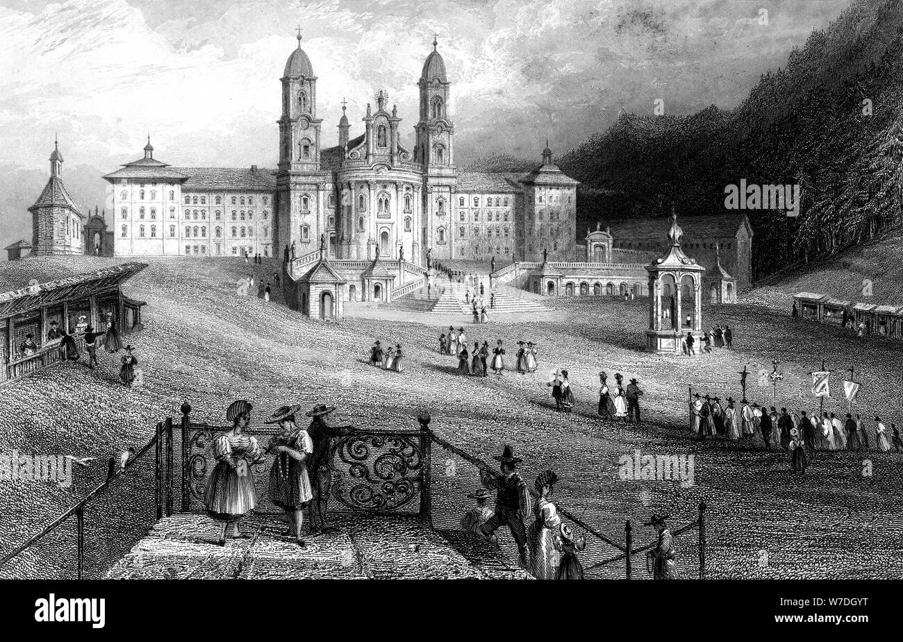 The Abbey of Einsiedeln, Schwyz, Switzerland, 1836.Artist R Wallis