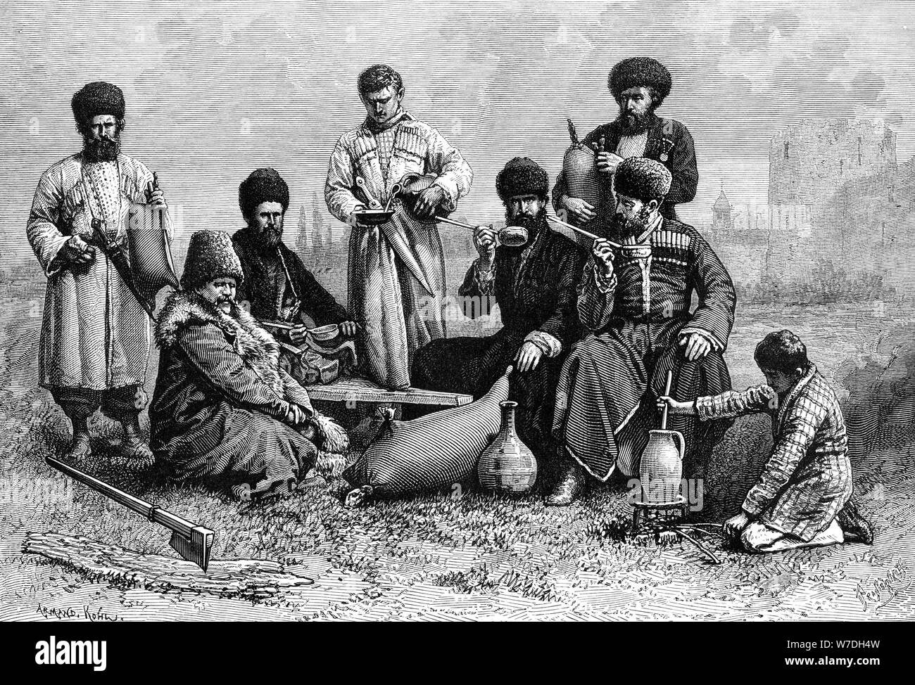 Georgian men, 1895.Artist: Armand Kohl Stock Photo