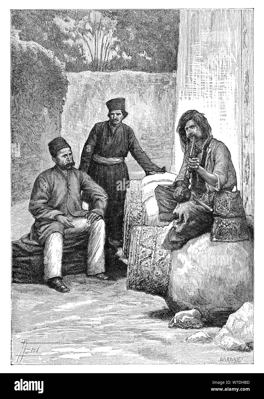 Persian men, 1895.Artist: Charles Barbant Stock Photo