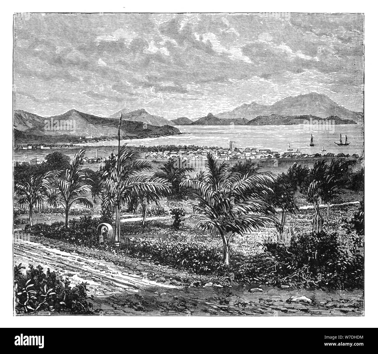 'St Kitts, view taken from Nevis', c1890. Artist: Unknown Stock Photo