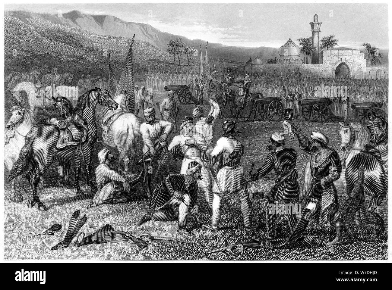 'Disarming the 11th Irregular Cavalry at Berhampore', 1857, (c1860). Artist: Unknown Stock Photo